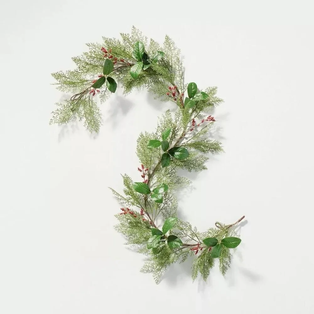 6' Cedar & Magnolia Leaf Garland Winterberries - Hearth & Hand Magnolia, Target